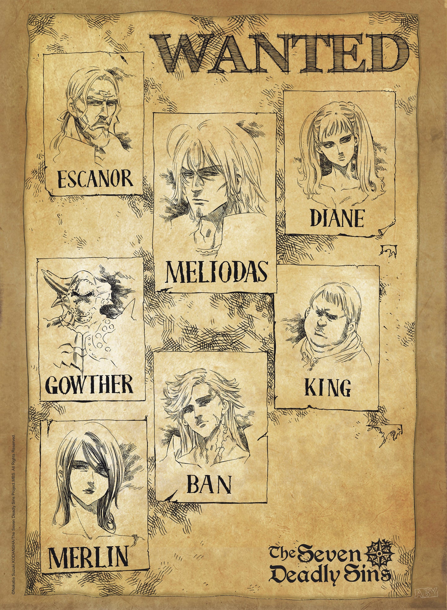 Poster The Seven Deadly Sins - Wanted 38x52cm