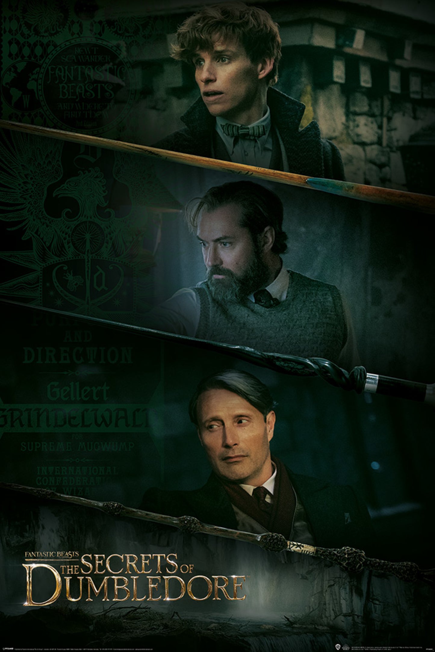 Poster Fantastic Beasts - The Secrets of Dumbledore Three Wands 61x91,5cm
