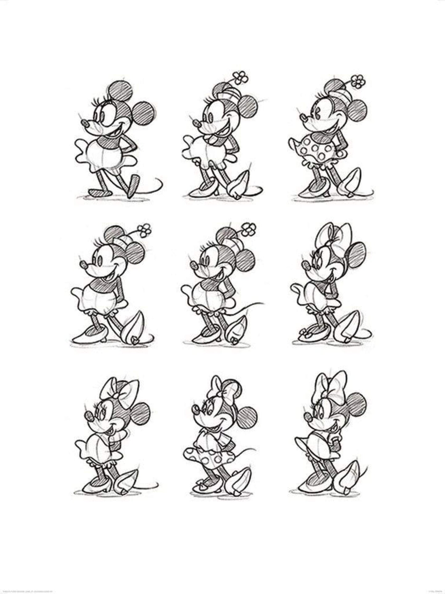 Kunstdruck Minnie Mouse - Sketched Multi 60x80cm