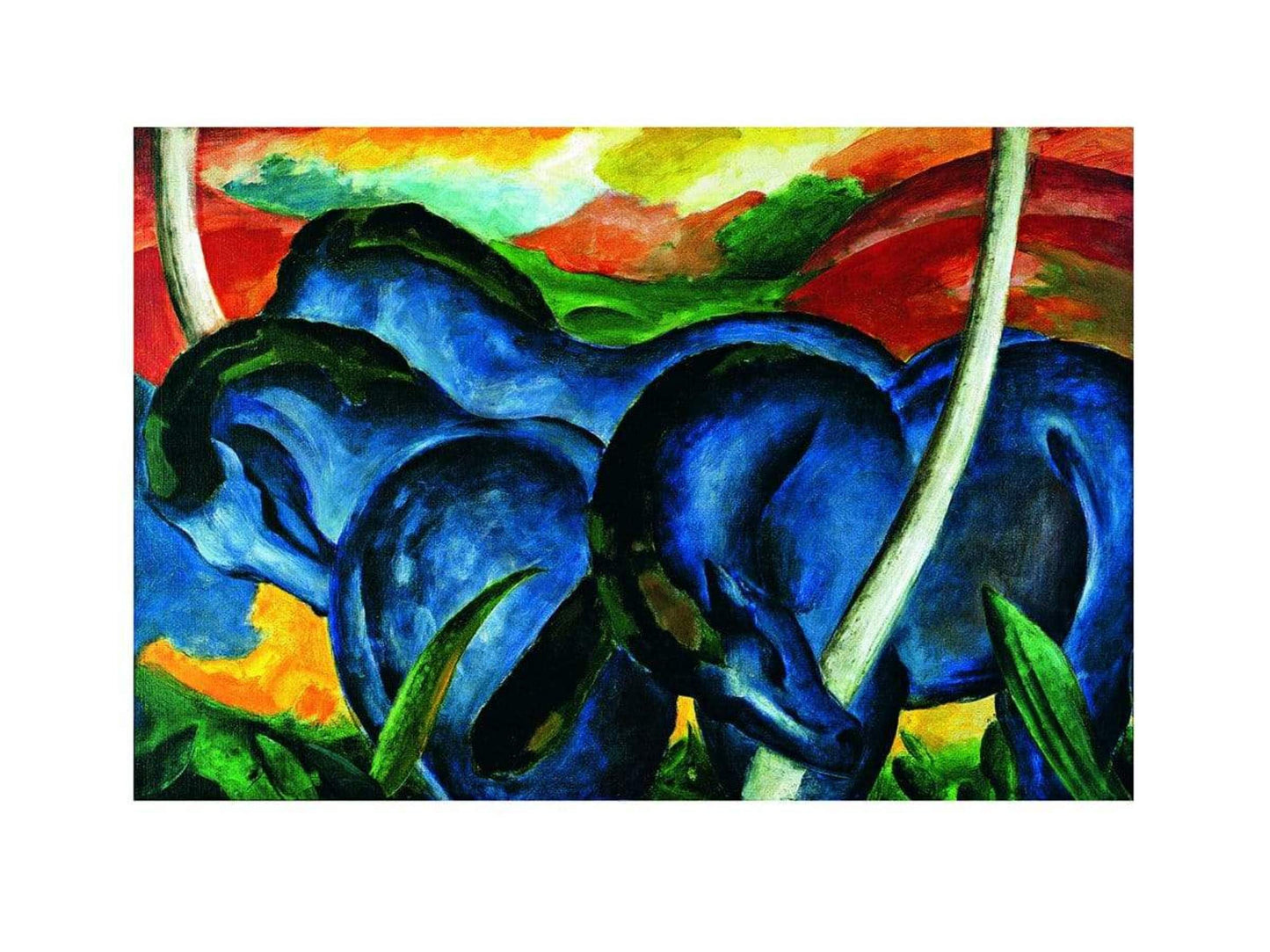 Kunstdruck Franz Marc - Die großen blauen Pferde 71x56cm