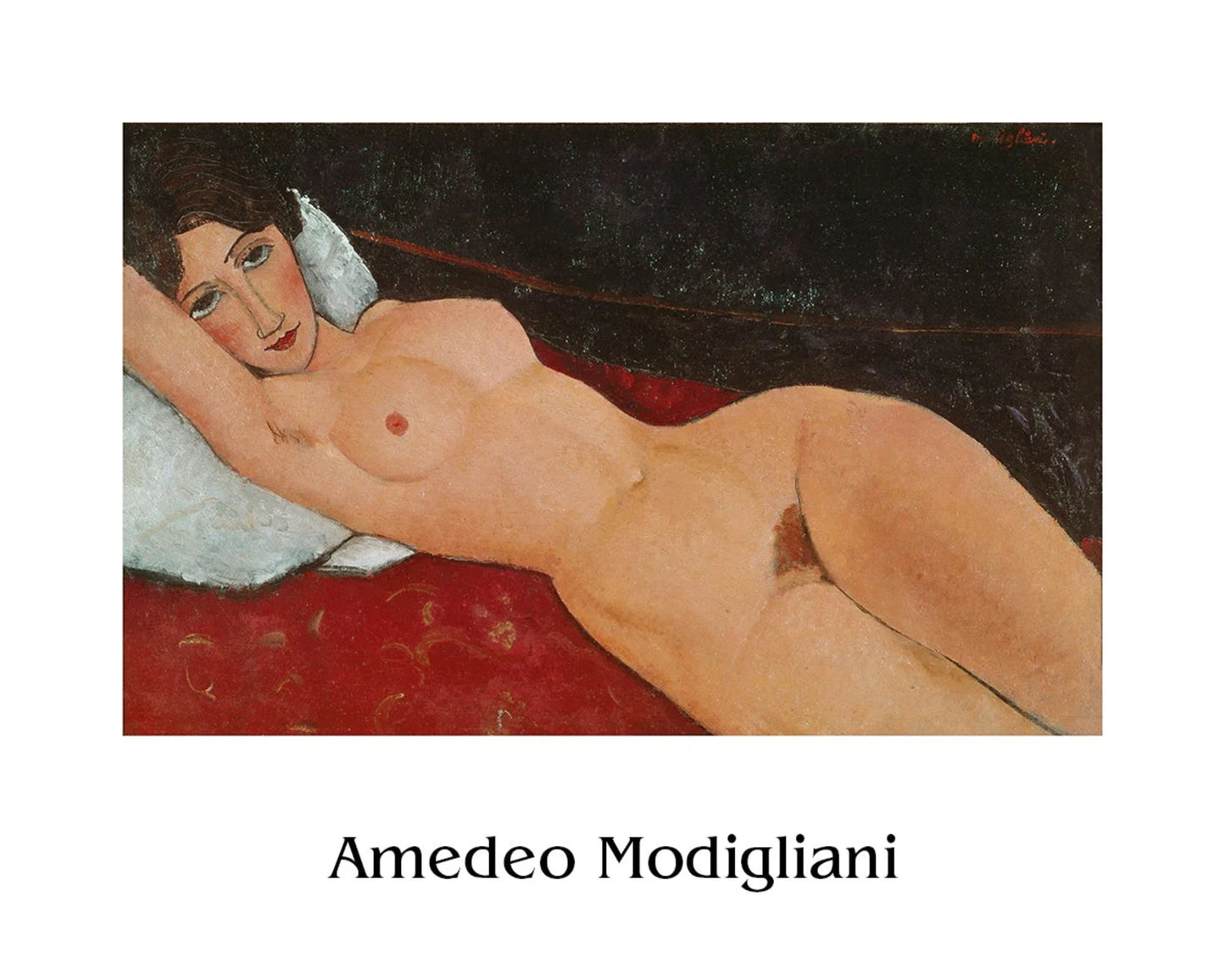 Kunstdruck Amedeo Modigliani Liegender Frauenakt auf weißem Kissen 50x40cm