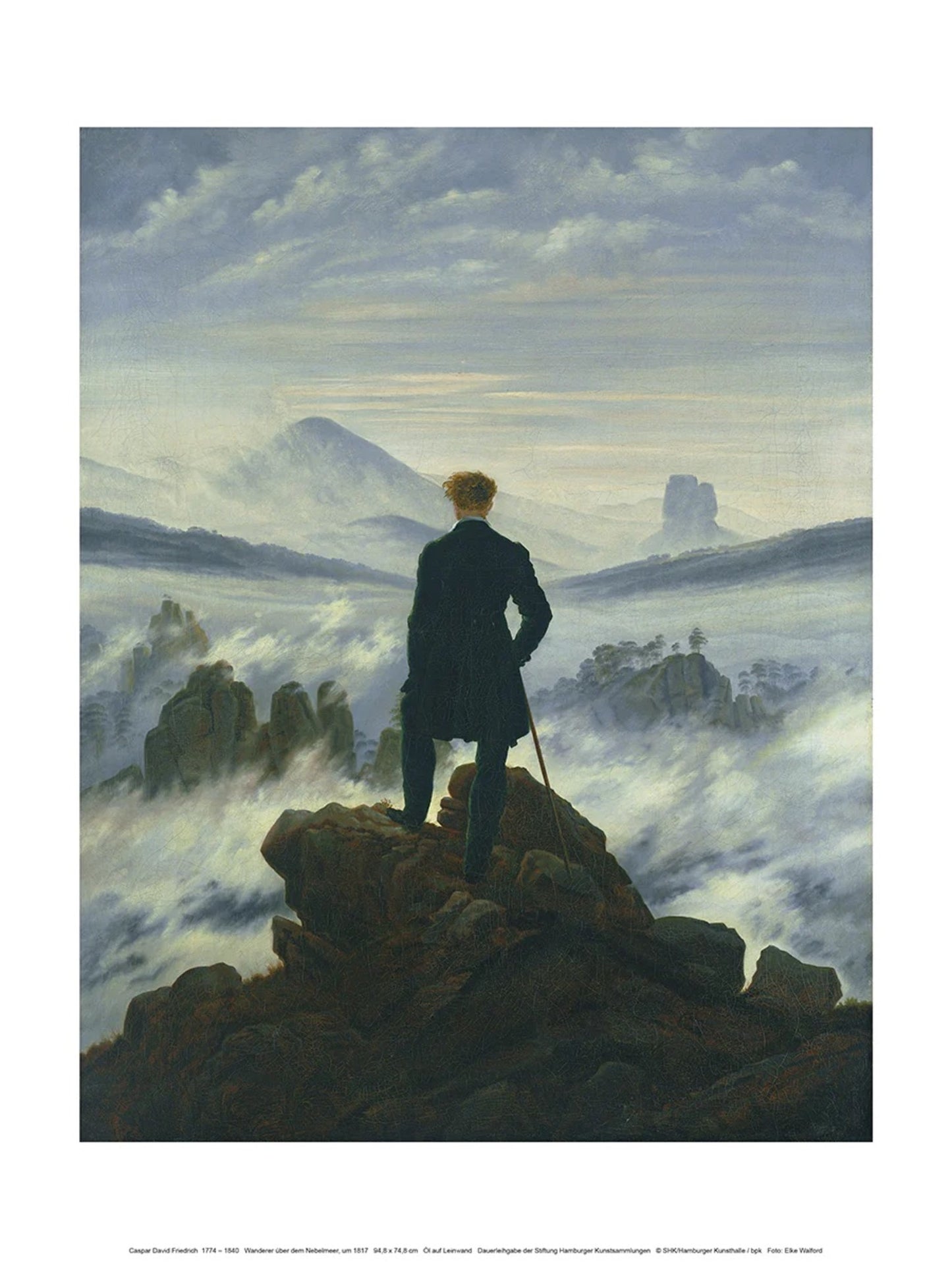 Kunstdruck Caspar David Friedrich Der Wanderer im Nebelmeer 30x40cm