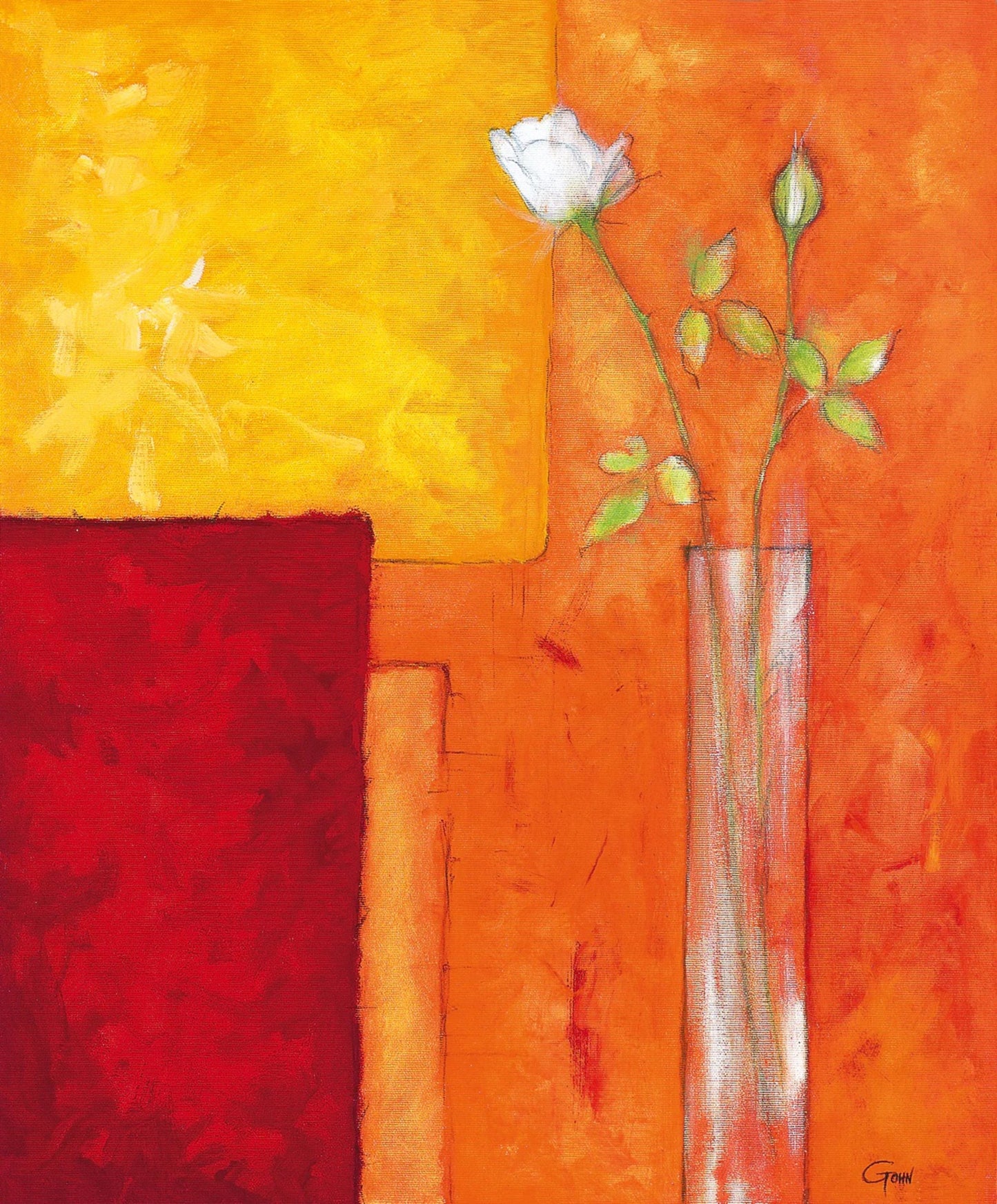 Kunstdruck Günter Gohn - Rosen auf warmem Rot 50x60cm