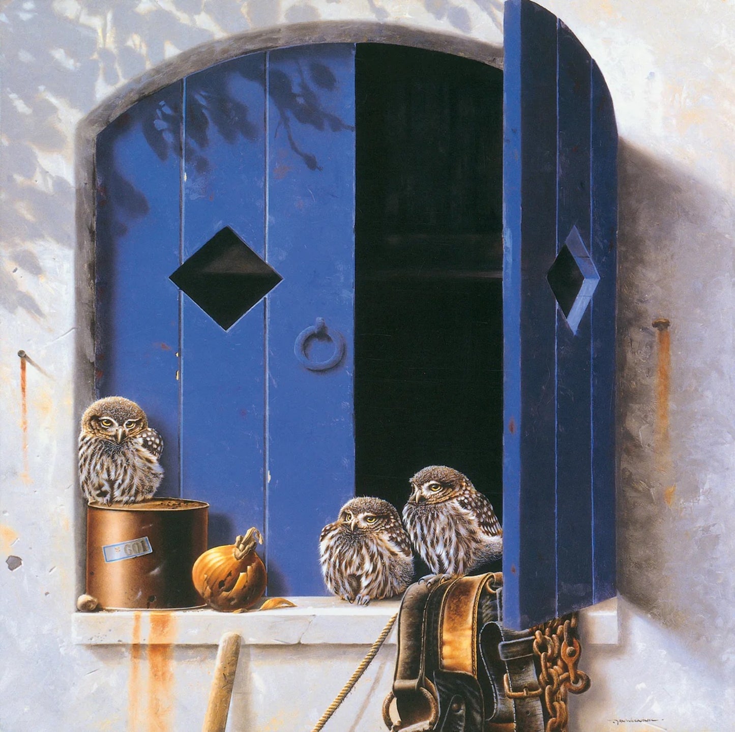 Kunstdruck Jan Weenink - Visiting birds II 30x30cm