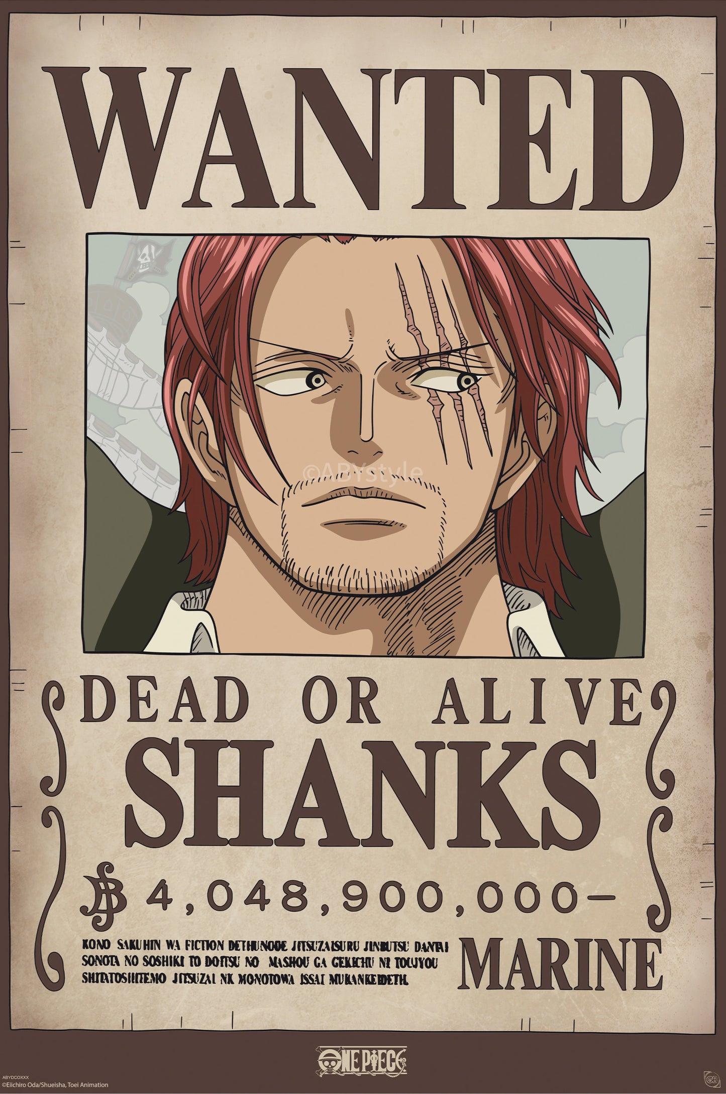 Poster One Piece - Wanted Shanks Wano 38x52cm