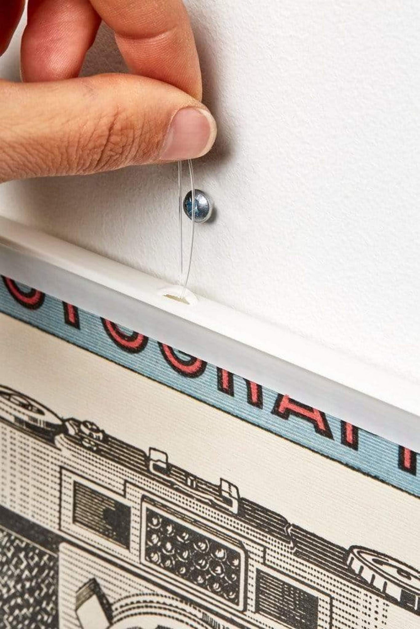 Posterhänger 90cm Weiß - Posterleiste mit Aufhängauge