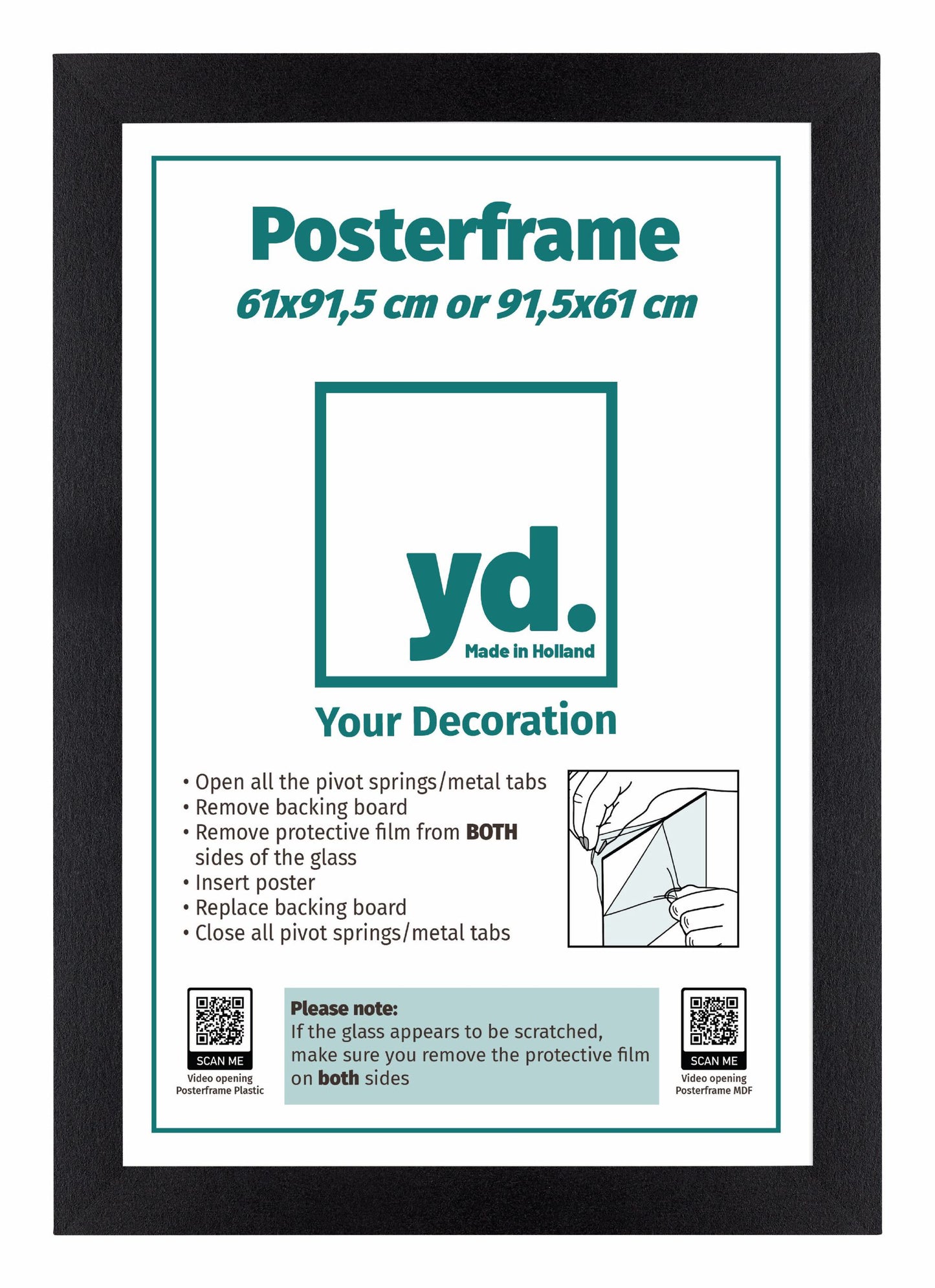 Posterrahmen 61x91,5cm Schwarz Matt MDF Parma