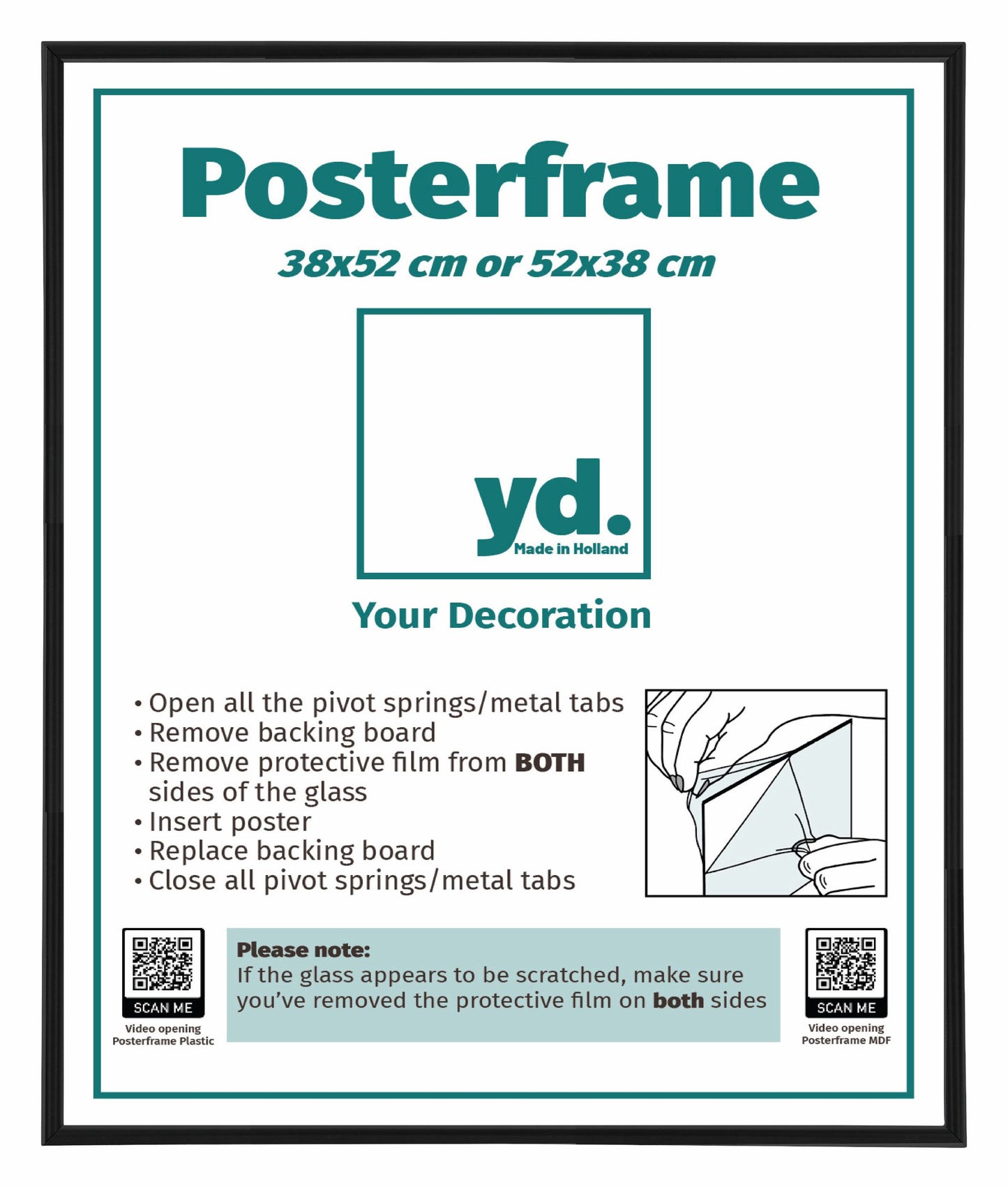Posterrahmen 38x52cm Schwarz Matt Kunststoff Paris