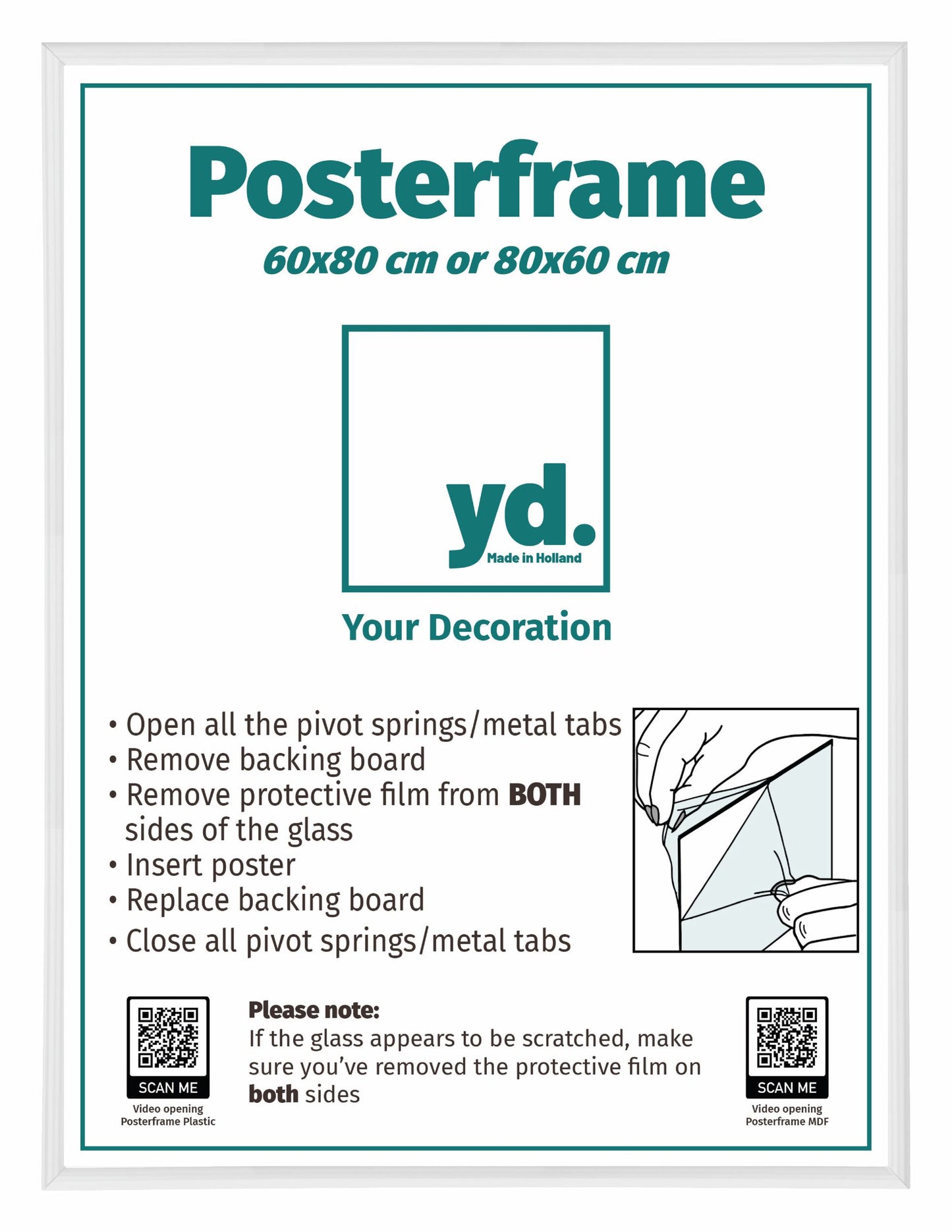 Posterrahmen 60x80cm Weiss Hochglanz Kunststoff Paris