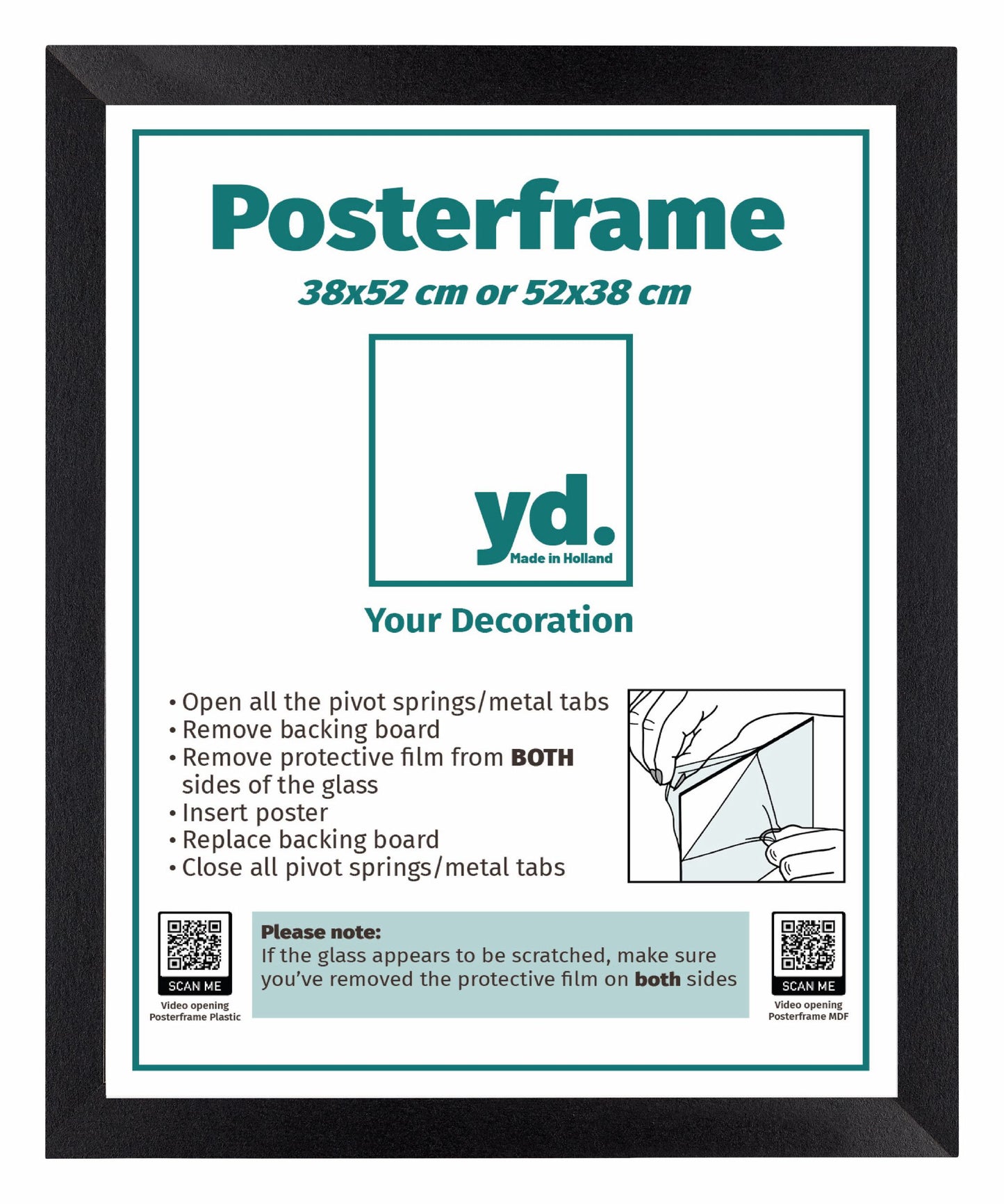 Posterrahmen 38x52cm Schwarz Matt MDF Parma