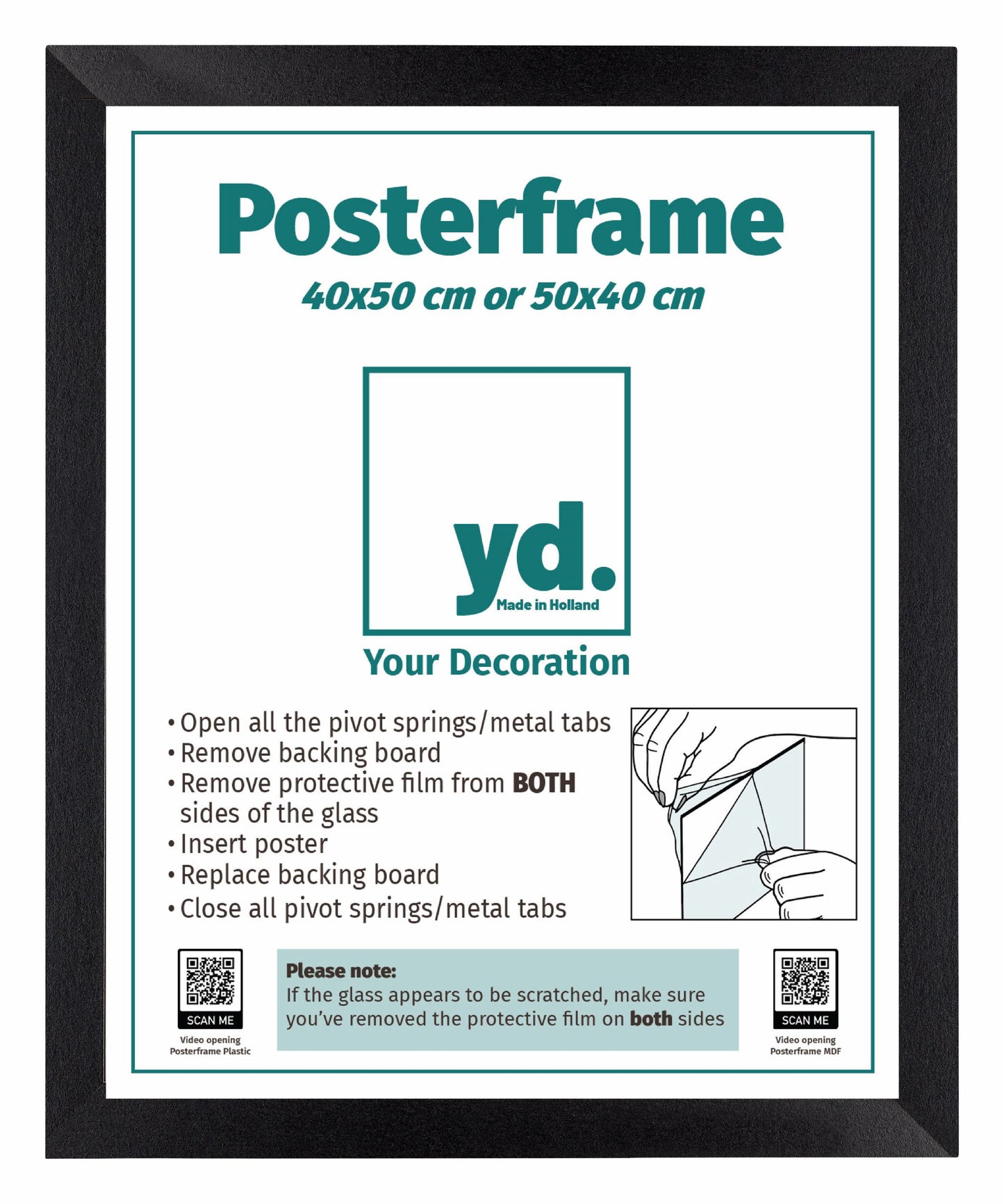 Posterrahmen 40x50cm Schwarz Matt MDF Parma