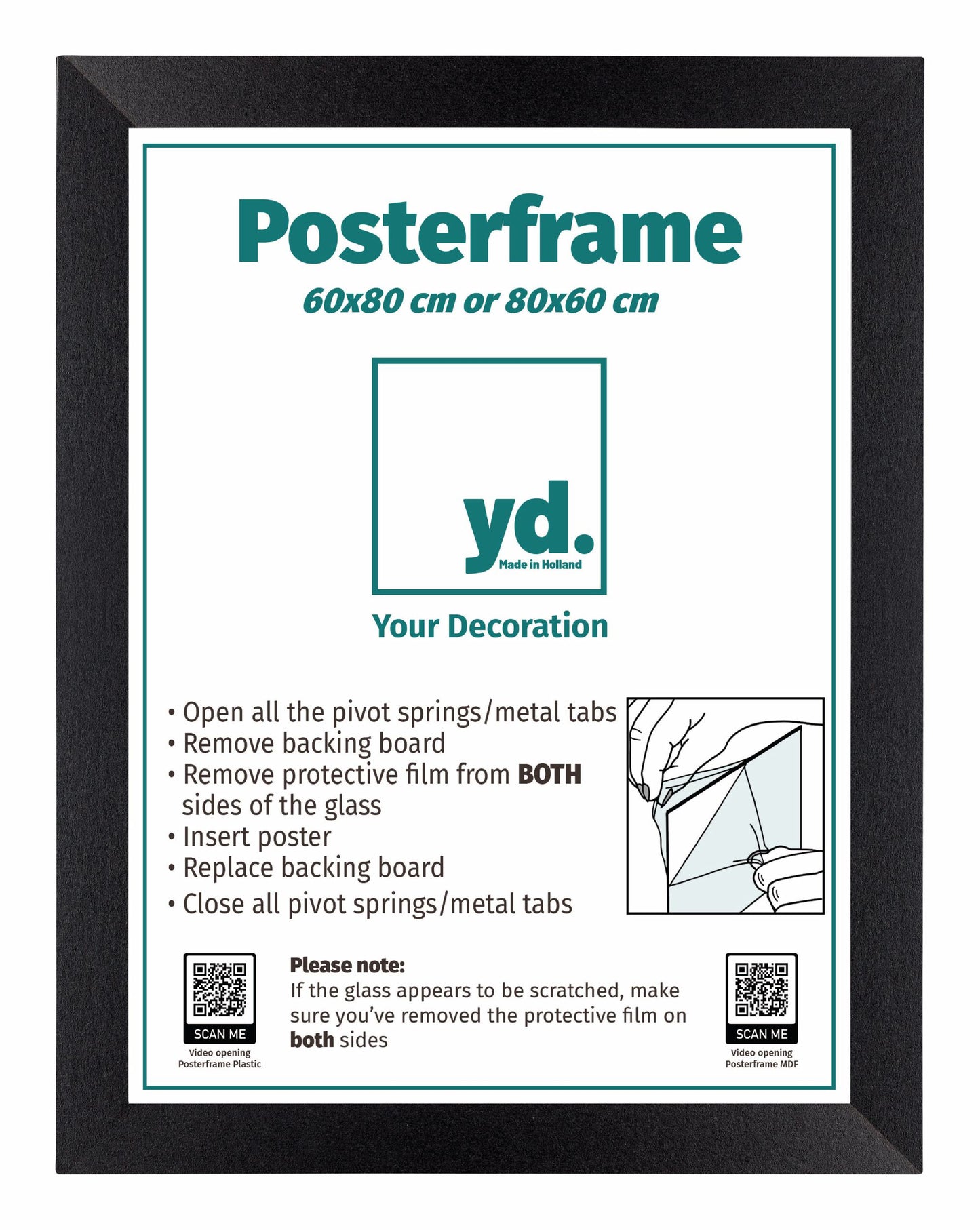 Posterrahmen 60x80cm Schwarz Matt MDF Parma