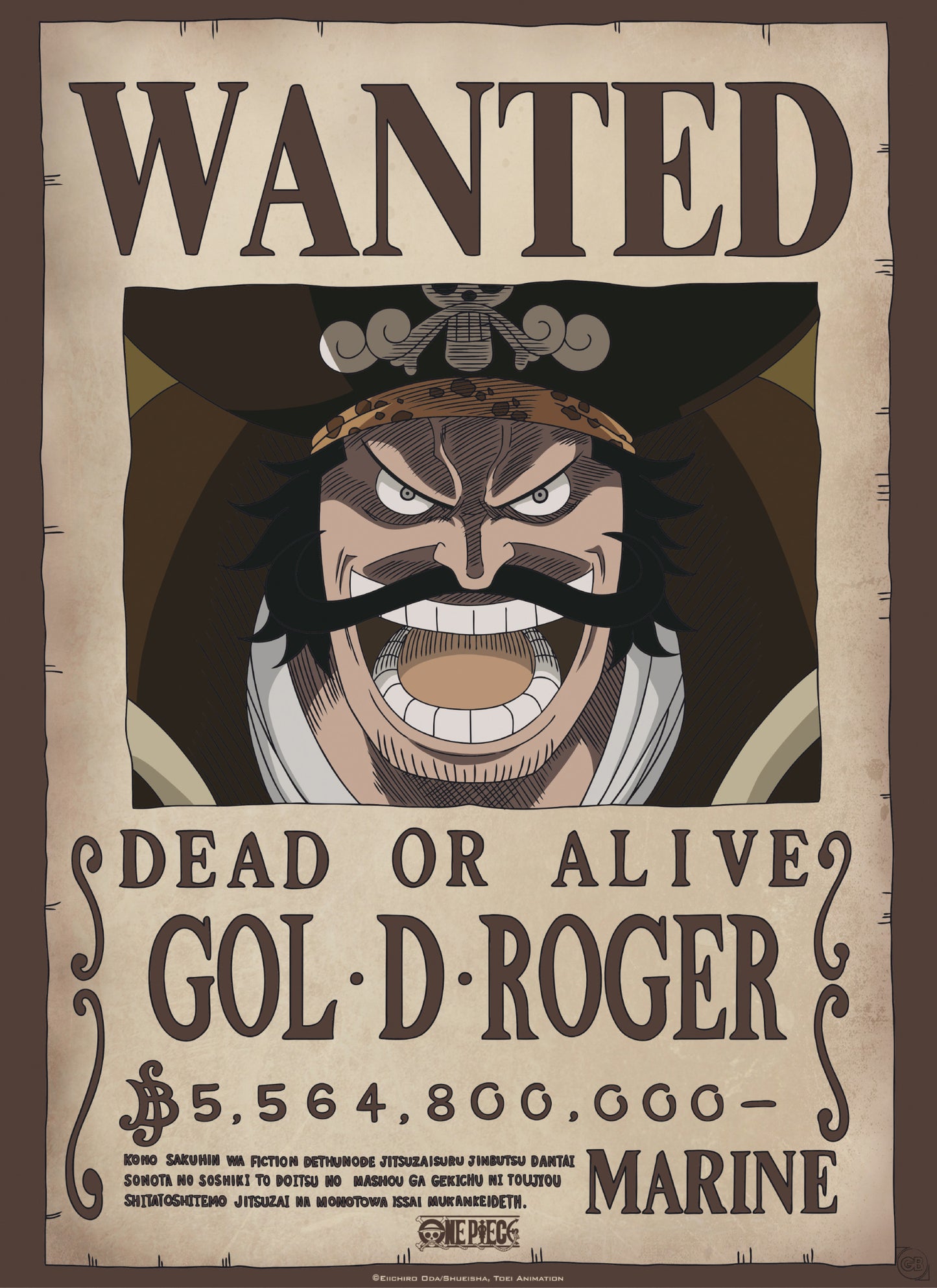 Poster One Piece Wanted Gol D. Roger 38x52cm