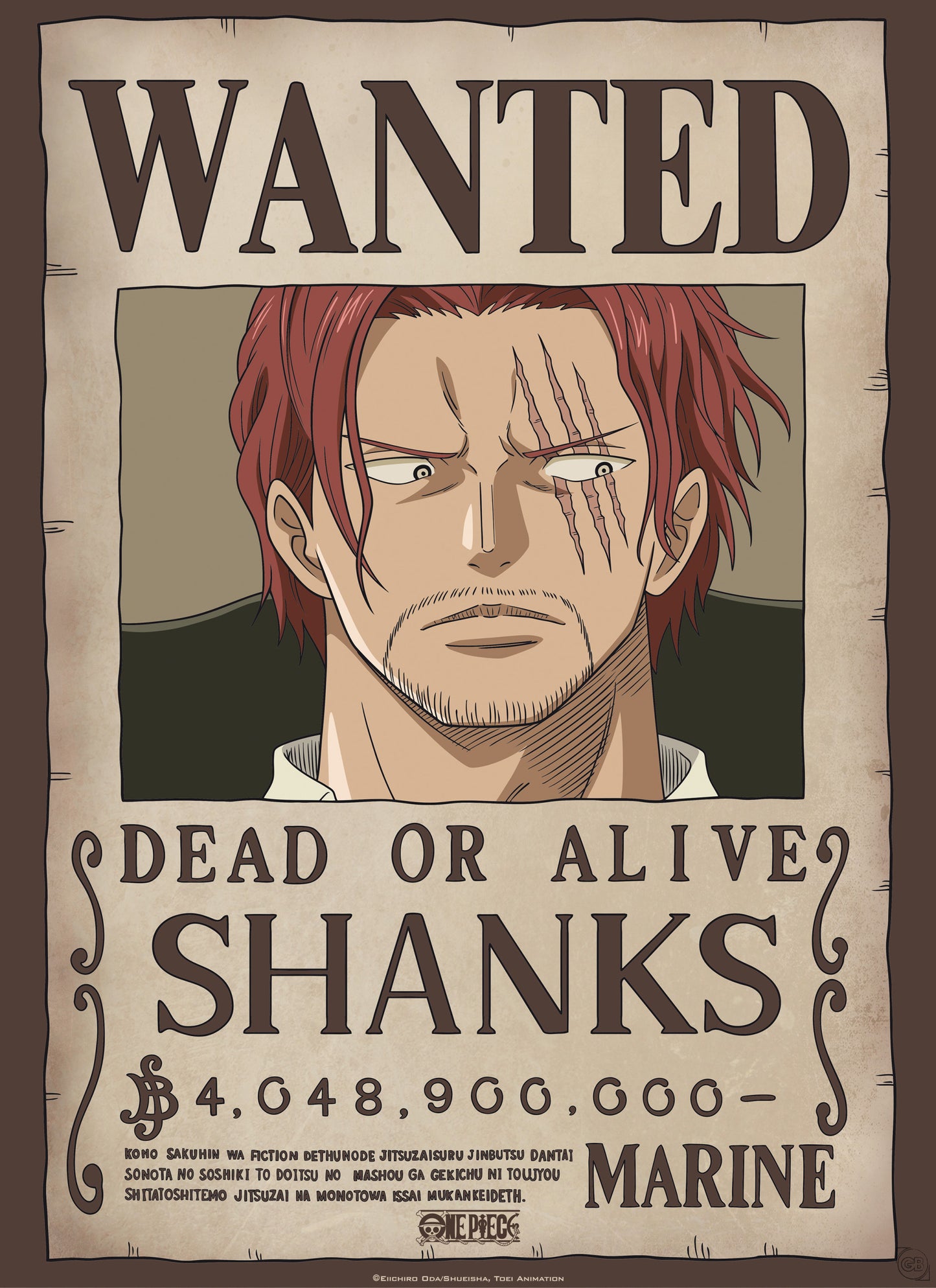 Poster One Piece Wanted Shanks 38x52cm