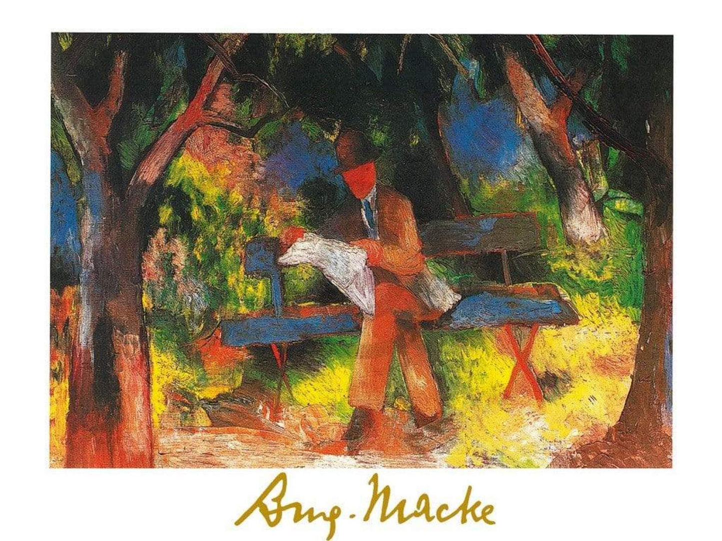 Kunstdruck August Macke - Lesender Mann 80x60cm