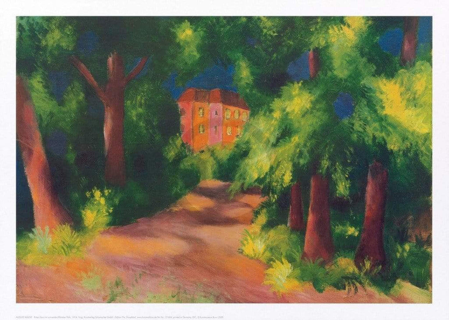 Kunstdruck August Macke - Rotes Haus im Park 70x50cm