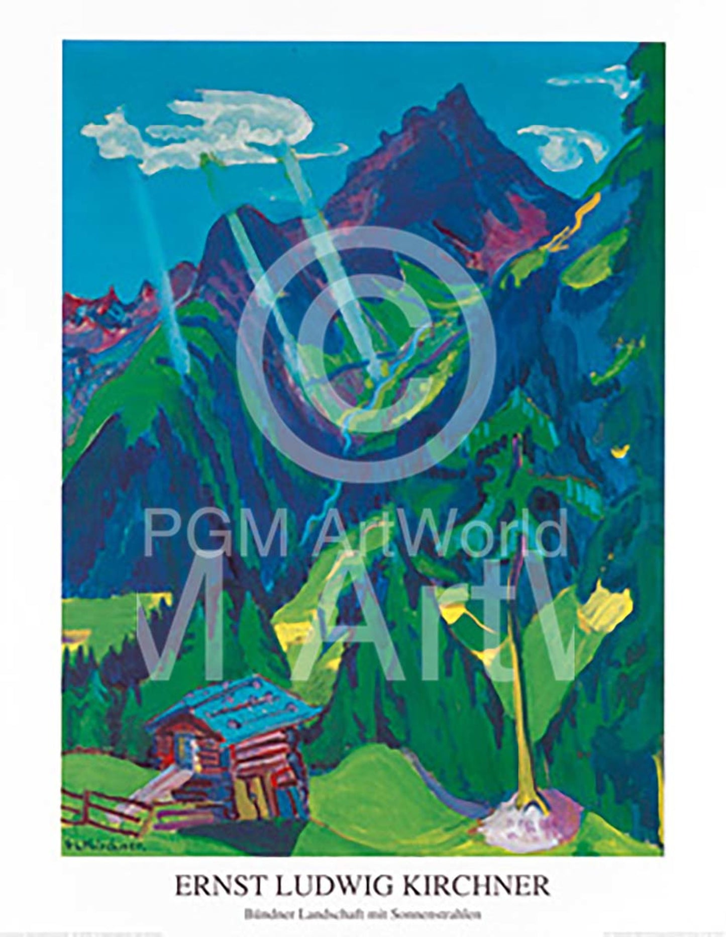 Kunstdruck Ernst Ludwig Kirchner - Bündner Landschaft 70x90cm