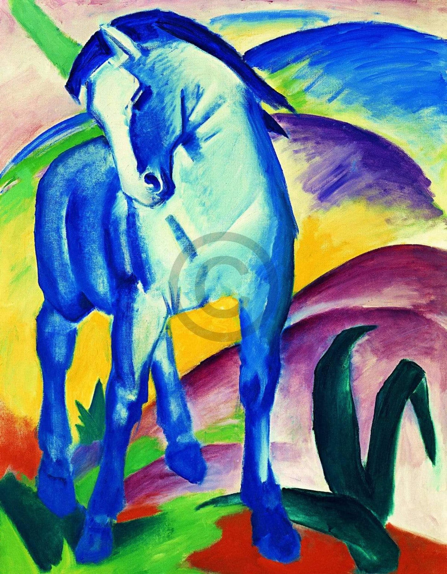 Kunstdruck Franz Marc - Blaues Pferd I 70x90cm