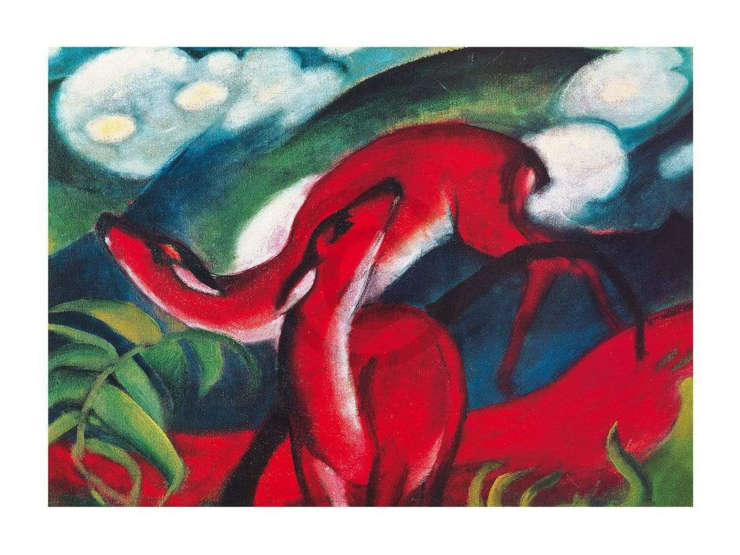 Kunstdruck Franz Marc - The red Deer 80x60cm