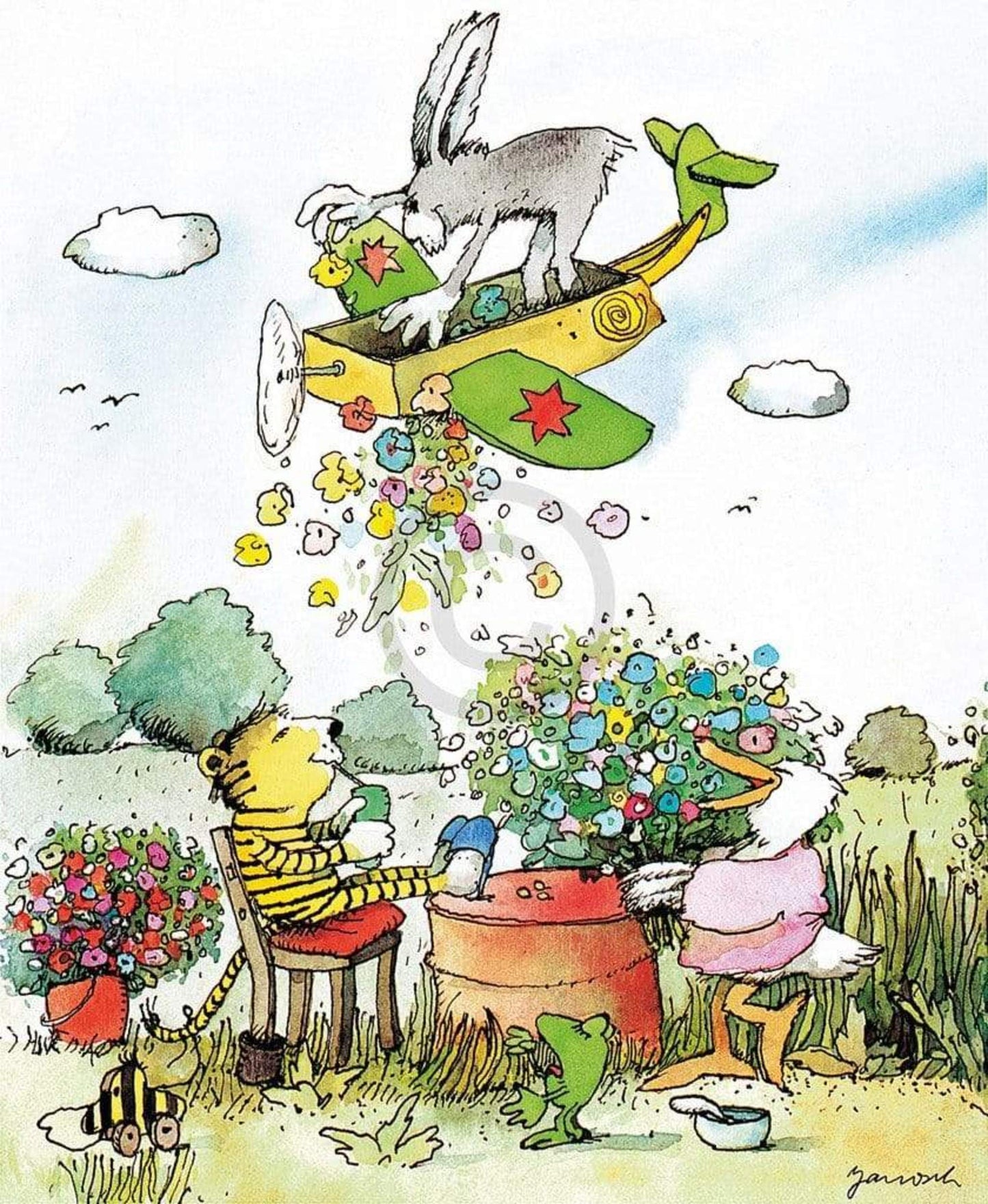 Kunstdruck Janosch - Blumenregen 48x58cm