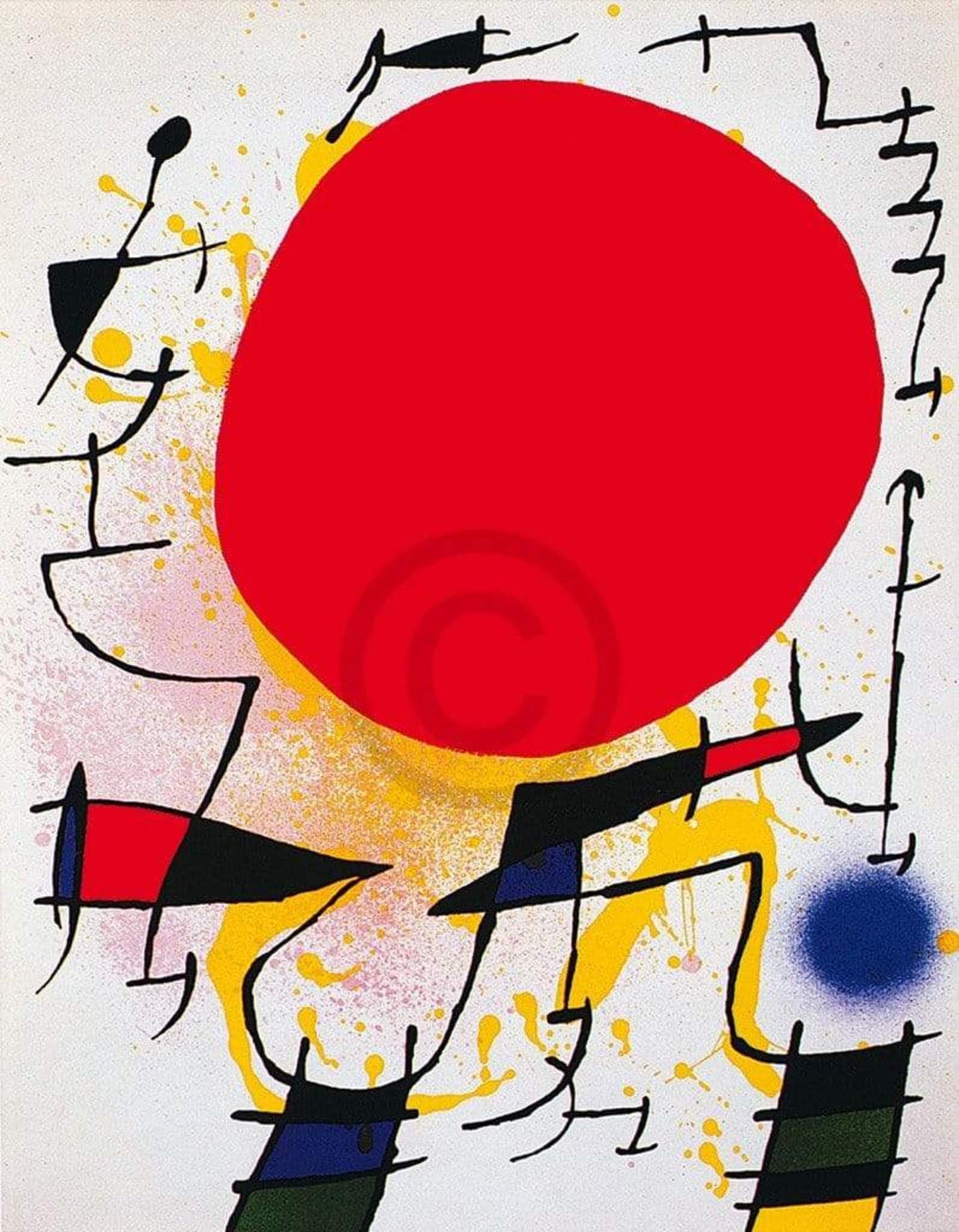 Kunstdruck Joan Miro - Le soleil rouge 60x80cm