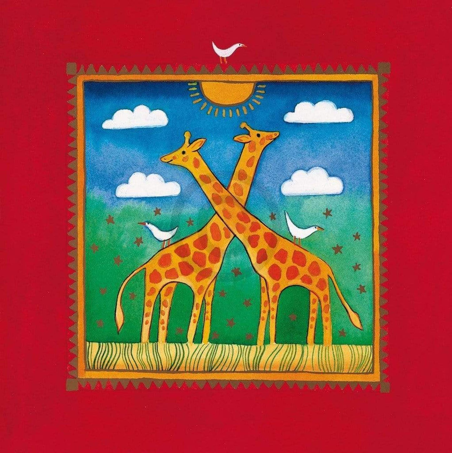 Kunstdruck Linda Edwards - Two little giraffes 40x40cm
