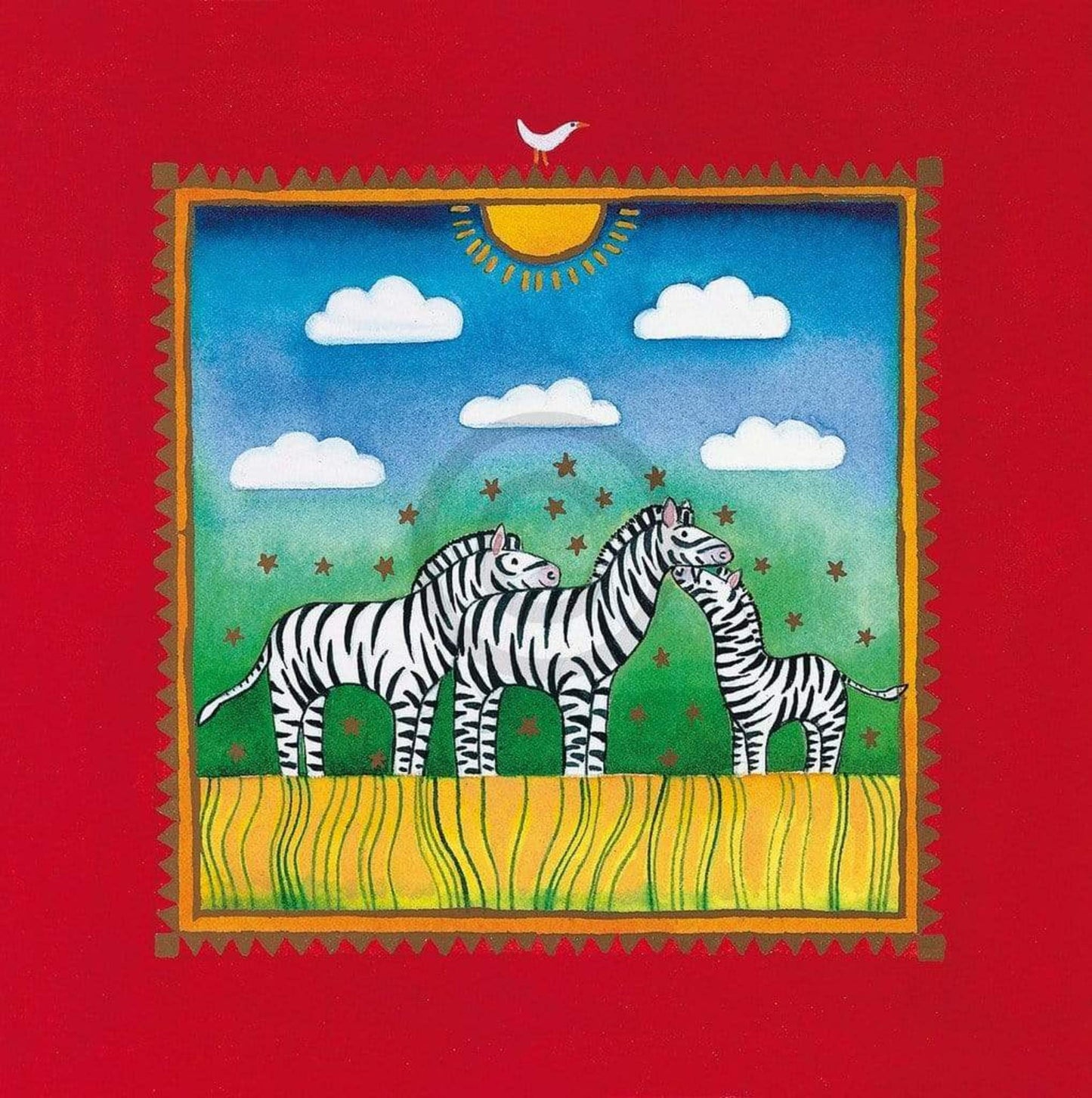 Kunstdruck Linda Edwards - Three little zebras 40x40cm