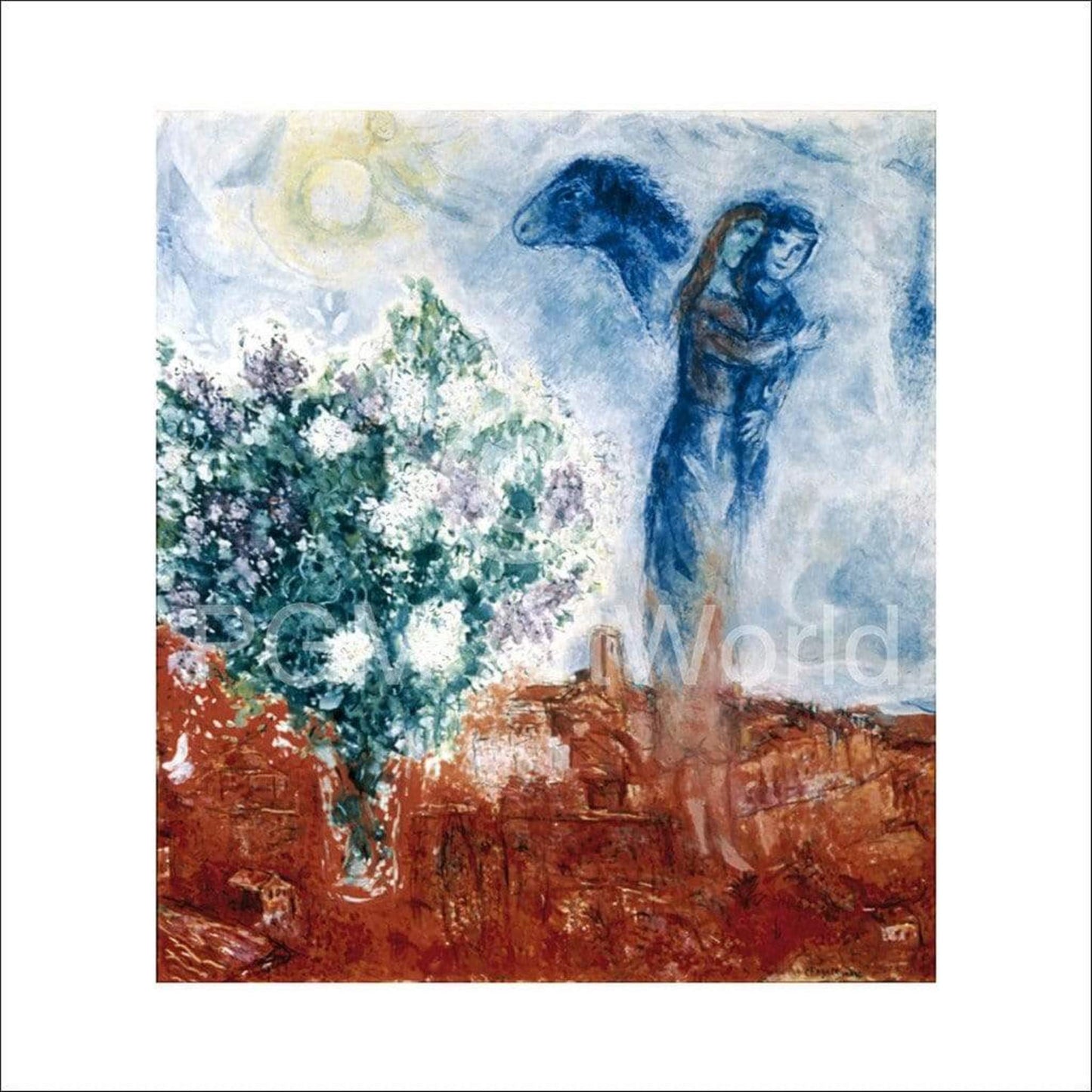 Kunstdruck Marc Chagall - Die Liebenden über St.Paul 70x70cm