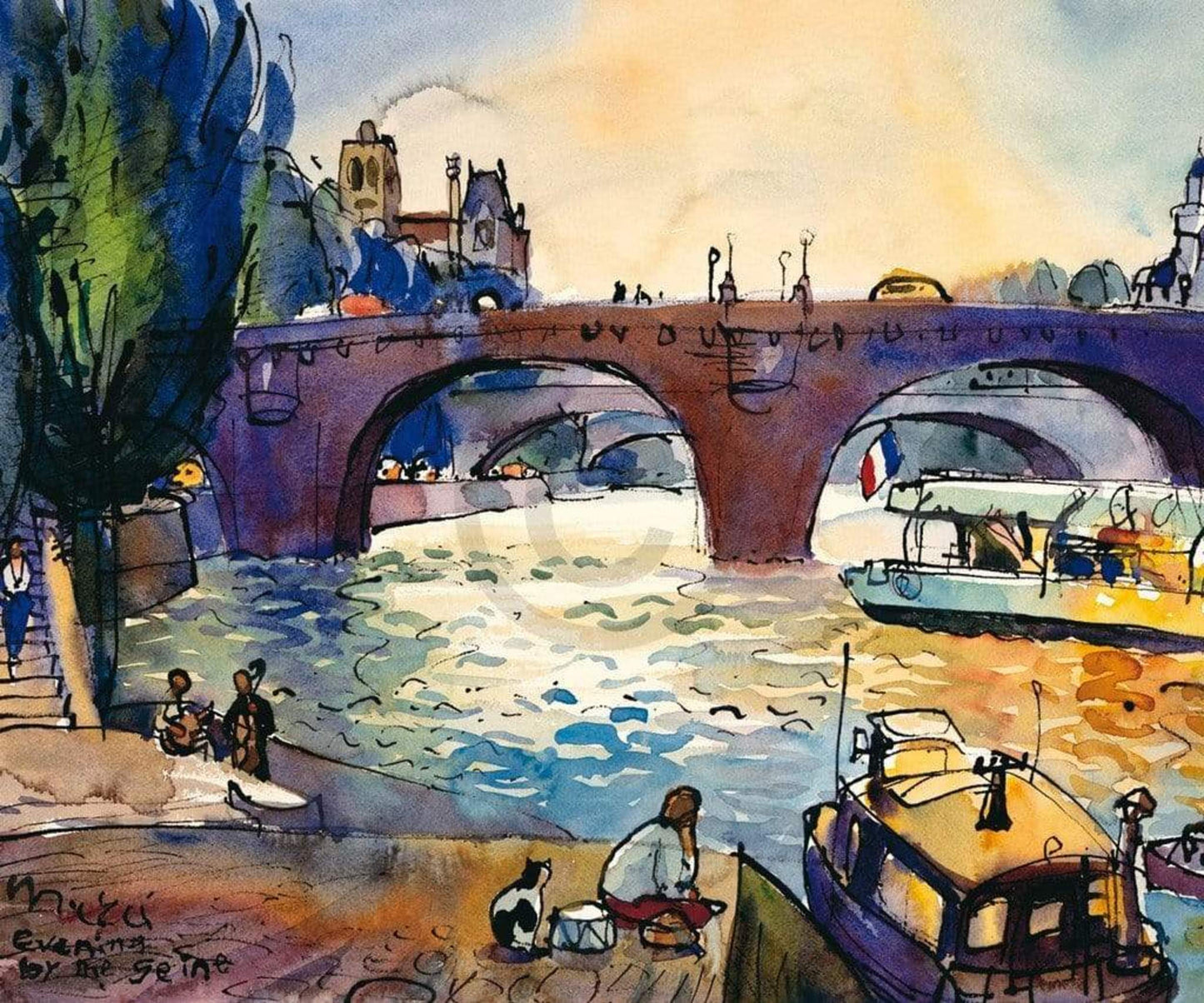 Kunstdruck Michael Leu - Evening by the Seine 60x50cm