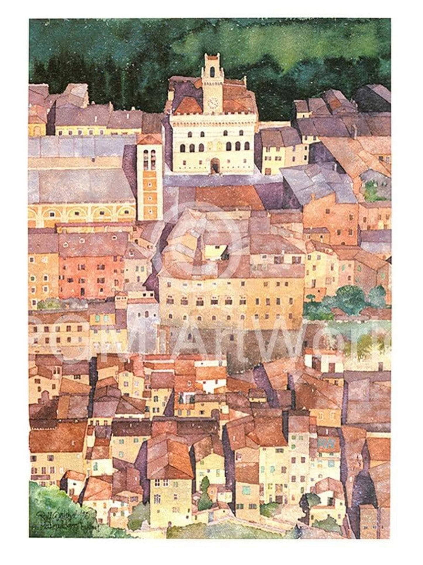 Kunstdruck Ralf Westphal - Mittelalterliche Bergstadt Montepulciano, Toskana 30x40cm