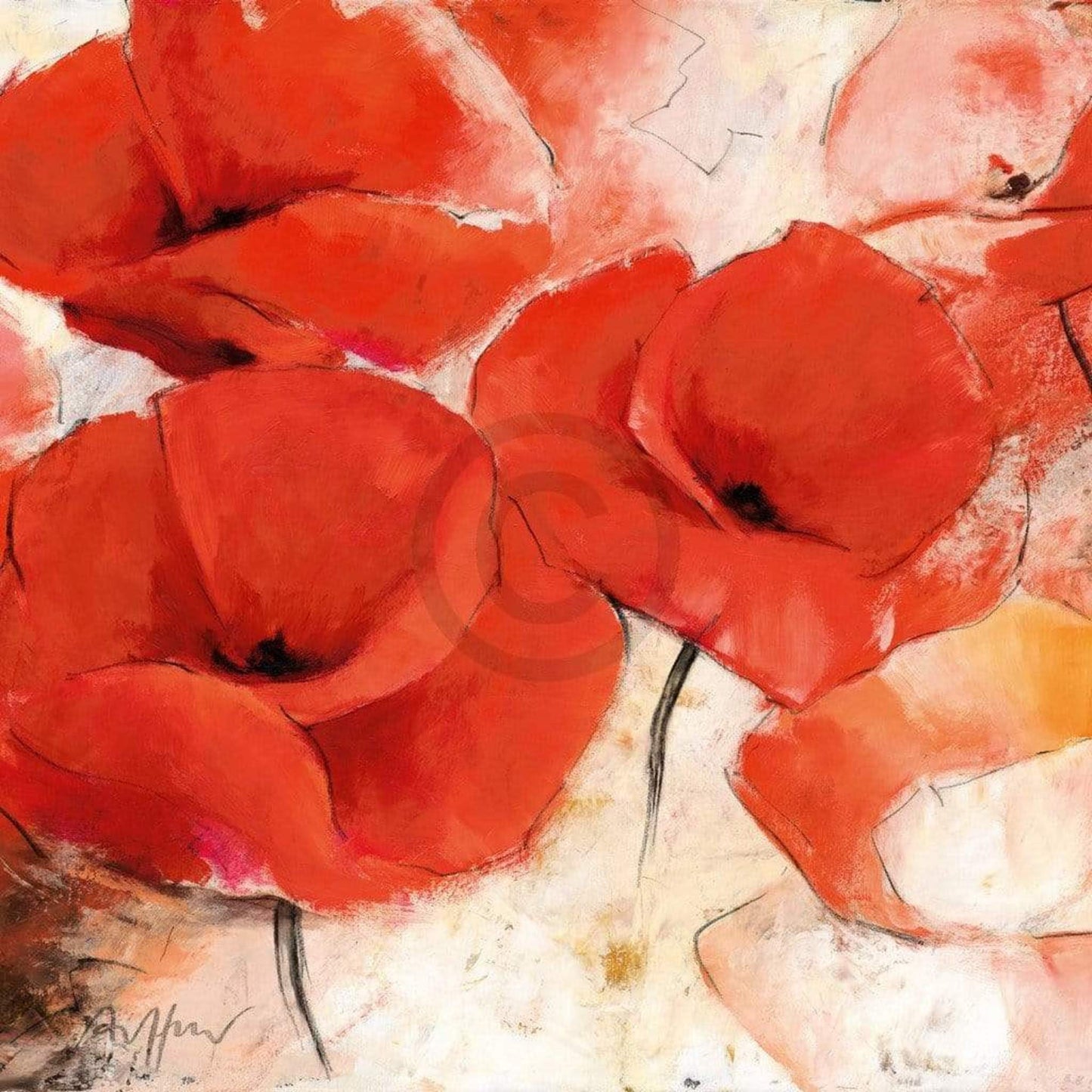 Kunstdruck Thomas Aeffner - Mohnwiese 98x98cm