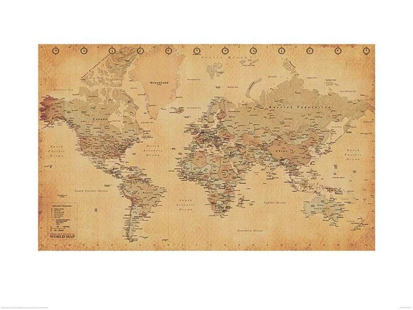 Kunstdruck World Map Vintage Style 60x80cm