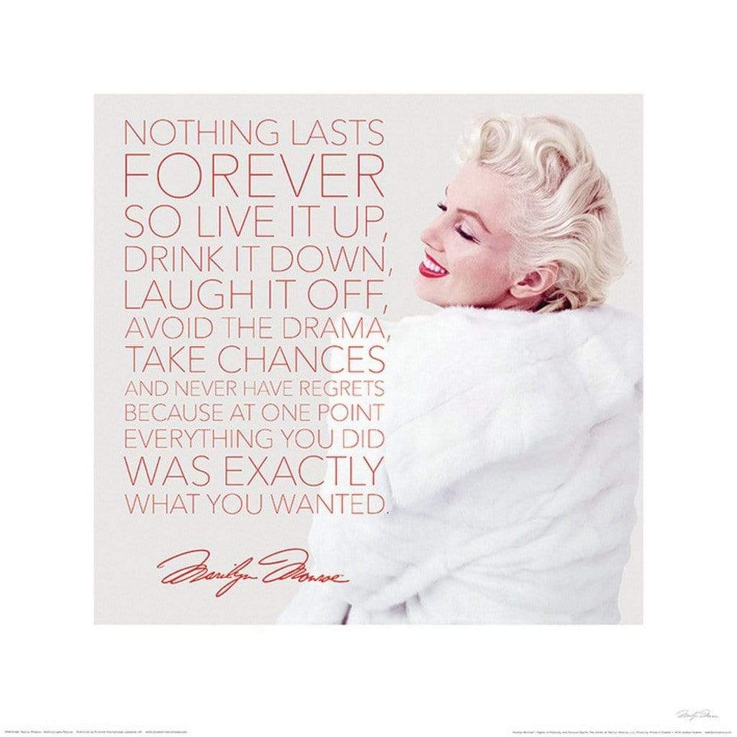 Kunstdruck Marilyn Monroe - Nothing Lasts Forever 40x40cm