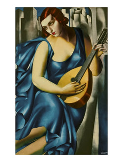 Kunstdruck Tamara De Lempicka - Donna in Blu suona mandolino 60x80cm