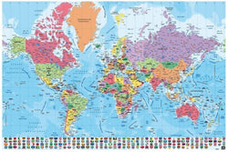Poster Map World - Physical Politic - Portugiesisch - 91,5x61cm