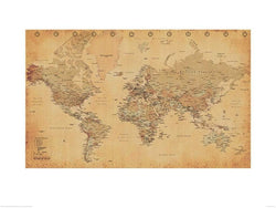 Kunstdruck World Map Vintage - Englisch - 60x80cm