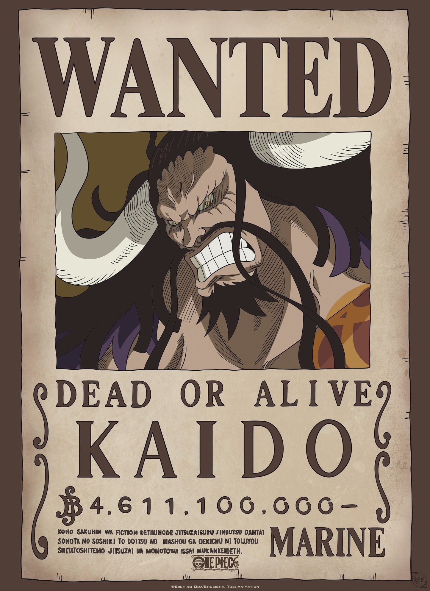 Poster One Piece - Wanted Kaido 38x52cm