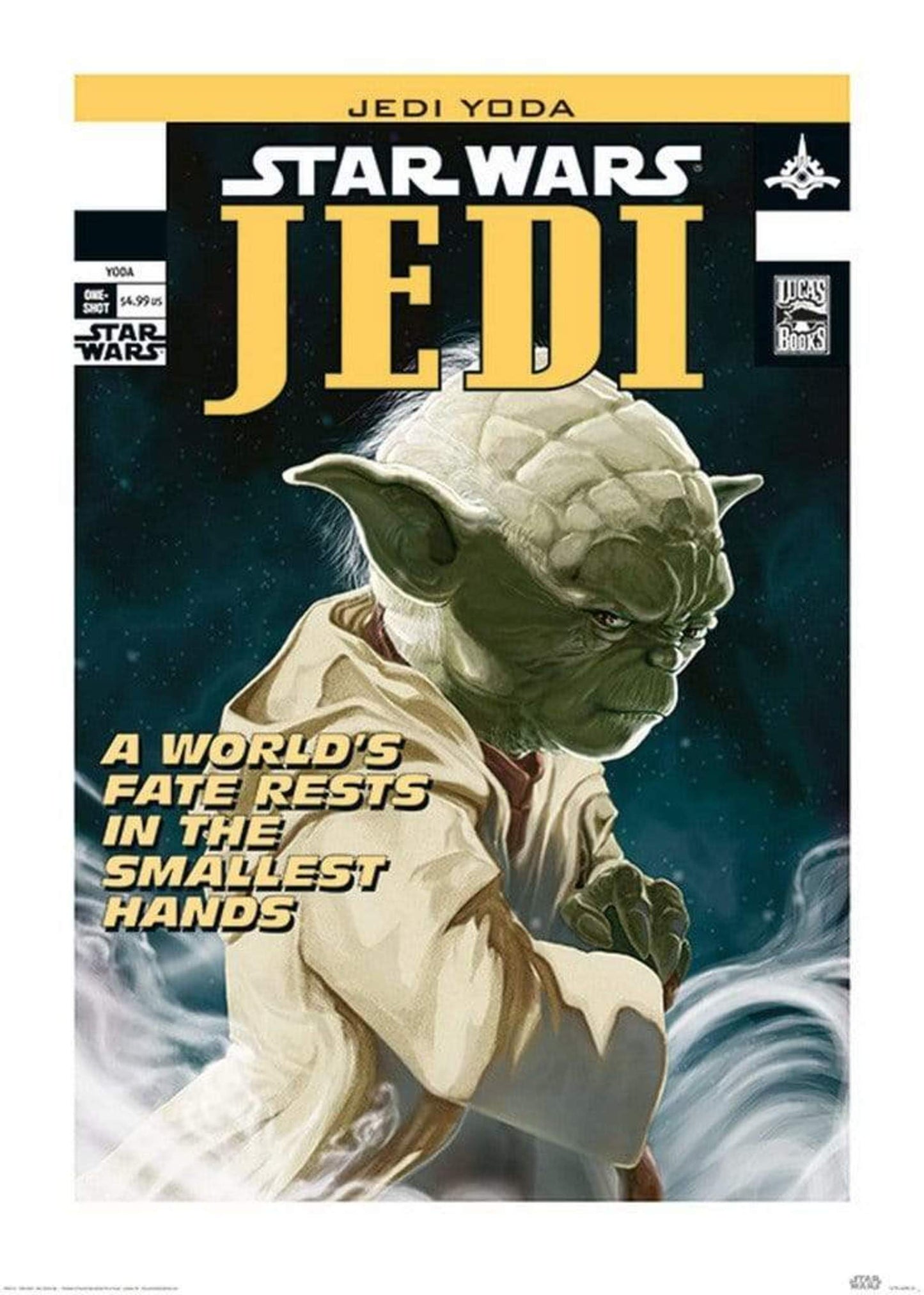 Kunstdruck Star Wars - Yoda Worlds Fate 50x70cm