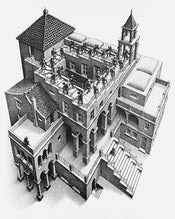 Kunstdruck M. C. Escher - Treppauf und Treppab 55x65cm