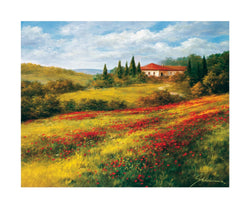 Kunstdruck Heinz Schölnhammer - Landschaft mit Mohn I 60x50cm