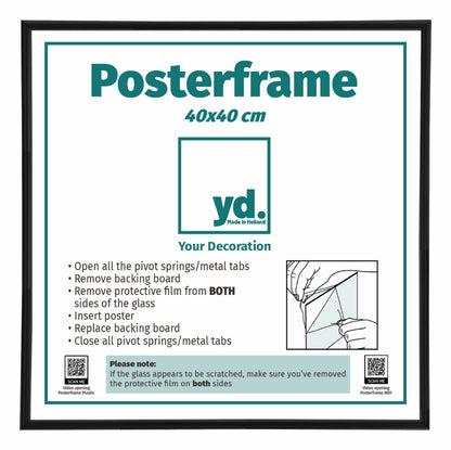 Posterrahmen 40x40cm Schwarz Matt Kunststoff Paris