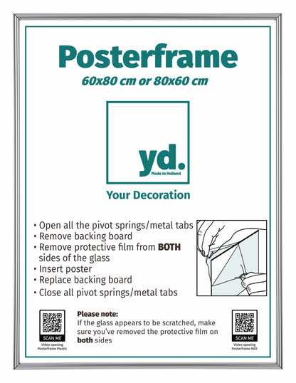 Posterrahmen 60x80cm Silber Hochglanz Kunststoff Paris
