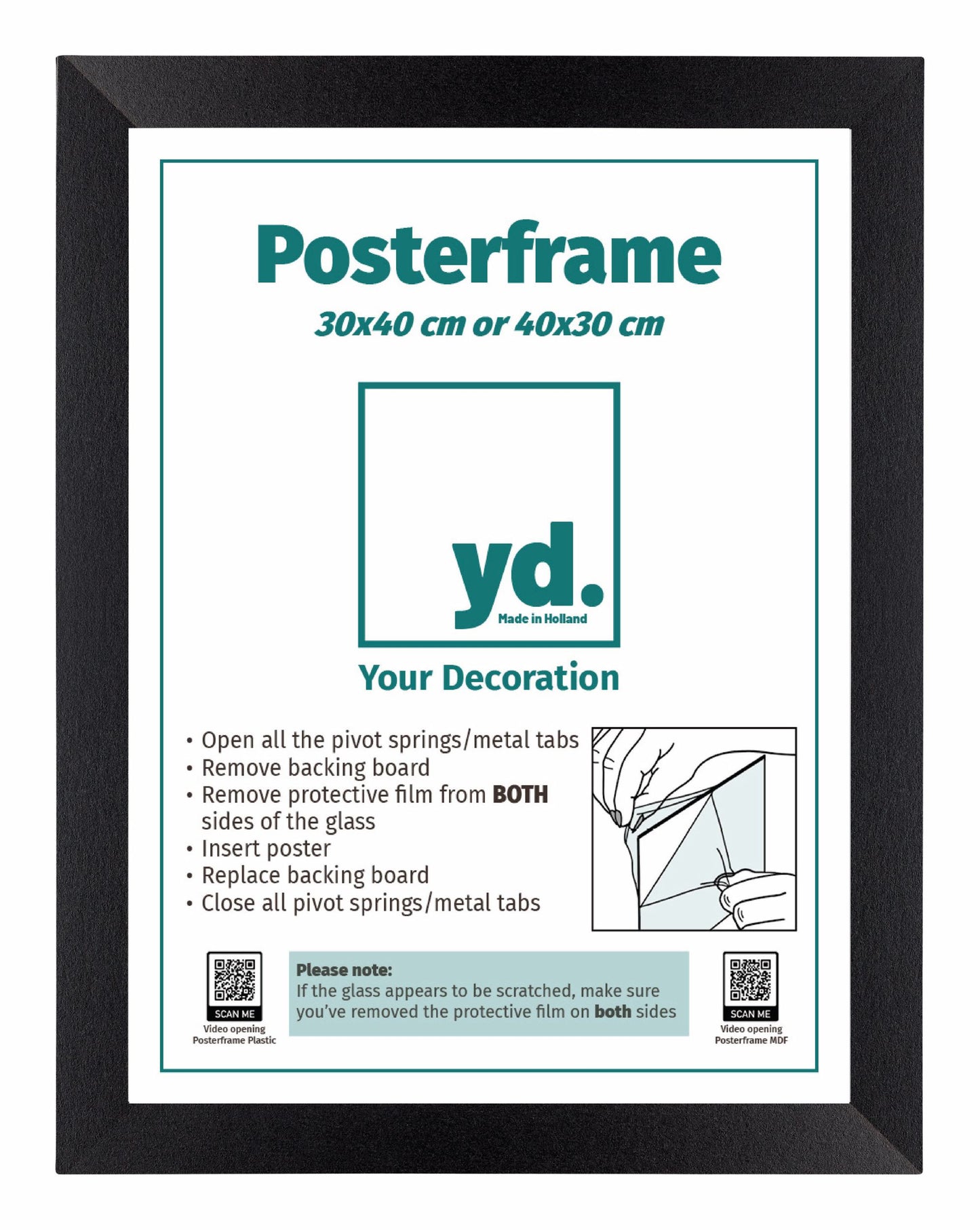 Posterrahmen 30x40cm Schwarz Matt MDF Parma