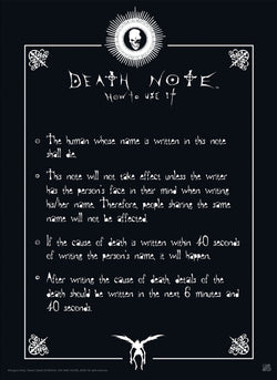 Poster Death Note Rules 38x52cm