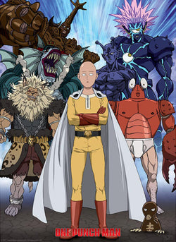 Poster One Punch Man Saitama vs Vilains 38x52cm