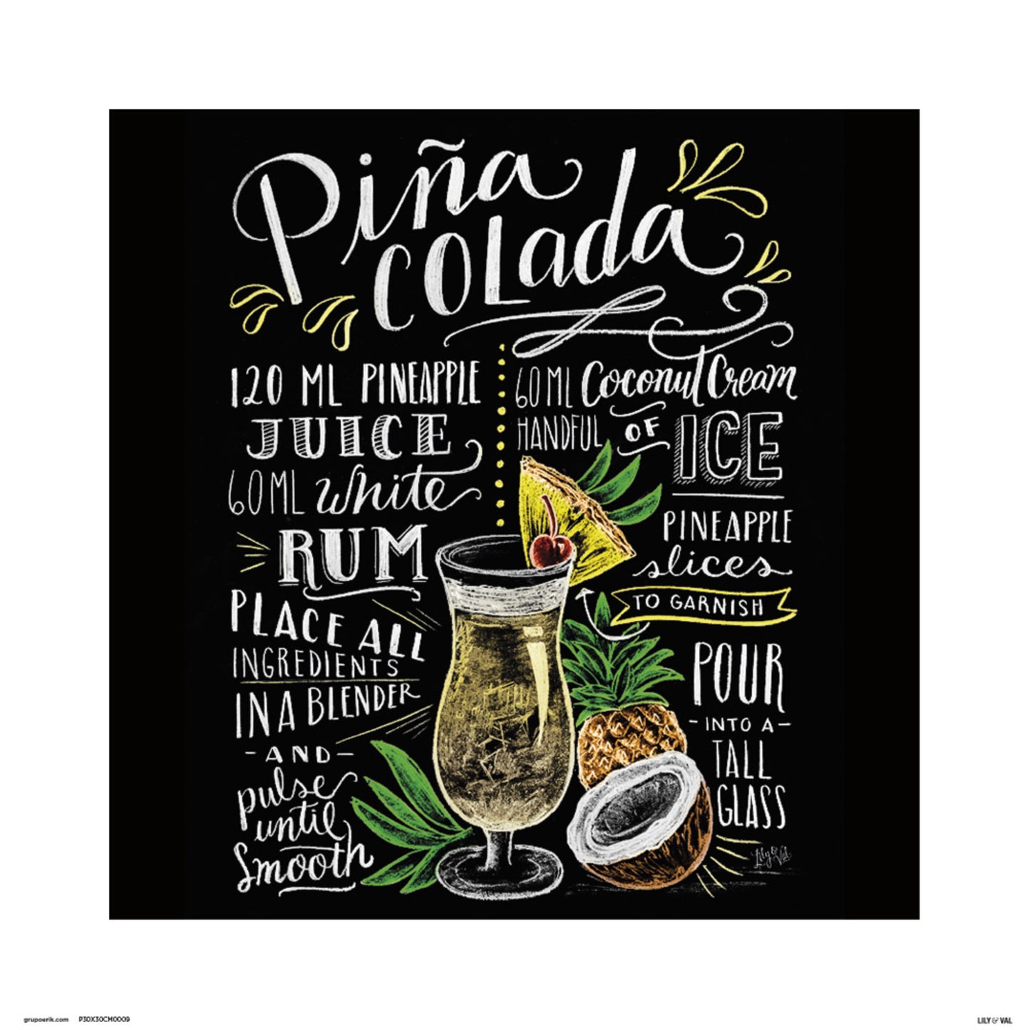Kunstdruck Lily And Val Pina Colada 30x30cm
