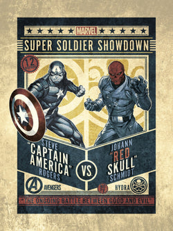 Kunstdruck Marvel Comics - Captain America - VS Red Skull 30x40cm
