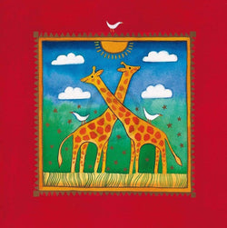 Kunstdruck Linda Edwards - Two little giraffes 40x40cm
