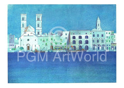 Kunstdruck Ralf Westphal - Weiße Hafenstadt in Apulien 40x30cm
