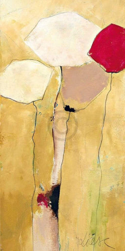 Kunstdruck Anne L. Strunk - White flowers with red 2 50x100cm